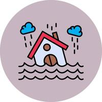 Flood Line Filled multicolour Circle Icon vector