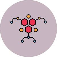 Molecule Line Filled multicolour Circle Icon vector