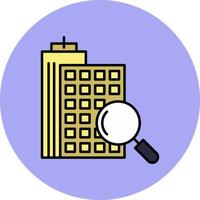 Search Apartment Line Filled multicolour Circle Icon vector