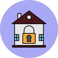 House Lock Line Filled multicolour Circle Icon vector