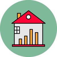 Real Estate Stats Line Filled multicolour Circle Icon vector