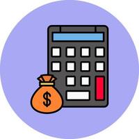 Calculating Line Filled multicolour Circle Icon vector