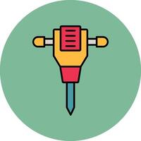 Jack Hammer Line Filled multicolour Circle Icon vector