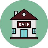 House for Sale Line Filled multicolour Circle Icon vector
