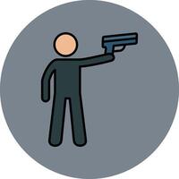 Policeman Holding Gun Line Filled multicolour Circle Icon vector