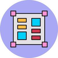 diseño herramientas línea lleno multicolor circulo icono vector