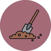 Shovel In Soil Line Filled multicolour Circle Icon vector