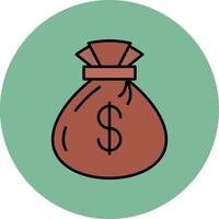 Money bag Line Filled multicolour Circle Icon vector