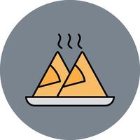 Samosa Line Filled multicolour Circle Icon vector