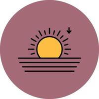 Sunset Line Filled multicolour Circle Icon vector