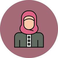 Islamic Woman Line Filled multicolour Circle Icon vector