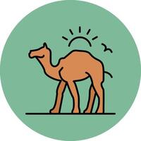 Camel Line Filled multicolour Circle Icon vector