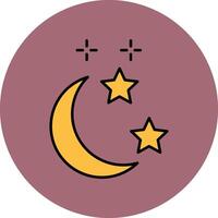 Moon and Star Line Filled multicolour Circle Icon vector