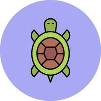 Tortuga línea lleno multicolor circulo icono vector