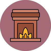 Fireplace Line Filled multicolour Circle Icon vector