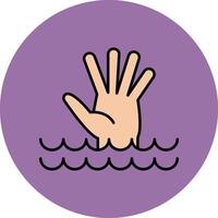 Drowning Line Filled multicolour Circle Icon vector