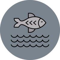 Fish Line Filled multicolour Circle Icon vector