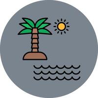 Beach Line Filled multicolour Circle Icon vector