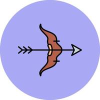 Bow And Arrow Line Filled multicolour Circle Icon vector