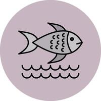 Fish Line Filled multicolour Circle Icon vector