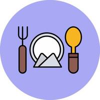 Cutlery Line Filled multicolour Circle Icon vector