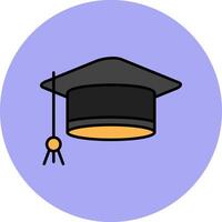 Mortarboard Line Filled multicolour Circle Icon vector