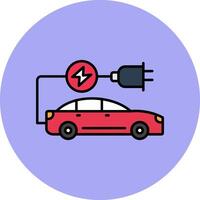 Electric Car Line Filled multicolour Circle Icon vector
