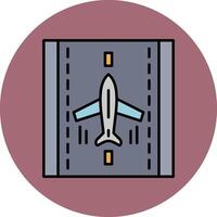 Landing Airplane Line Filled multicolour Circle Icon vector