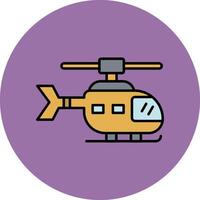 Helicopter Line Filled multicolour Circle Icon vector