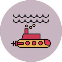 Submarine Line Filled multicolour Circle Icon vector