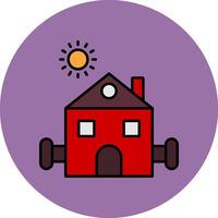 Farmhouse Line Filled multicolour Circle Icon vector