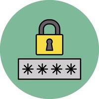 Password Line Filled multicolour Circle Icon vector