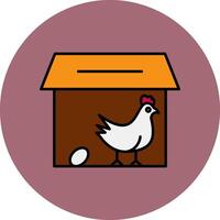 Chicken Coop Line Filled multicolour Circle Icon vector