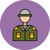 Soldier Line Filled multicolour Circle Icon vector