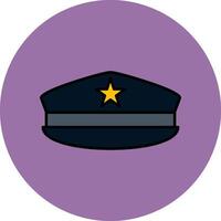 militar sombrero línea lleno multicolor circulo icono vector