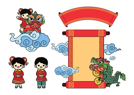 chinese new year elements set