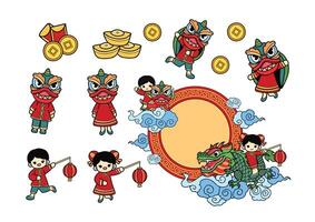 chinese new year elements set vector