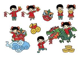 chinese new year elements set vector