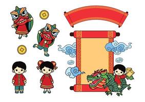 chinese new year elements set vector