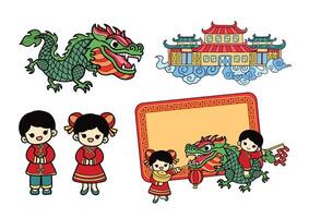 chinese new year elements set vector