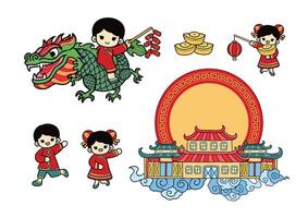 chinese new year elements set vector