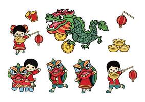 chinese new year elements set vector