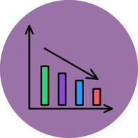 Bar Chart Line Filled multicolour Circle Icon vector