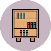 Bookshelf Line Filled multicolour Circle Icon vector