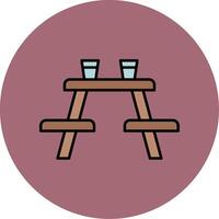 Picnic Table Line Filled multicolour Circle Icon vector