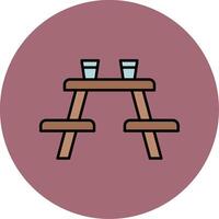 Picnic Table Line Filled multicolour Circle Icon vector