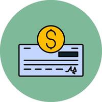 Pay Check Line Filled multicolour Circle Icon vector