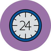 24 Hours Line Filled multicolour Circle Icon vector