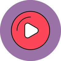 Play Button Line Filled multicolour Circle Icon vector