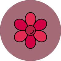 Daisy Line Filled multicolour Circle Icon vector